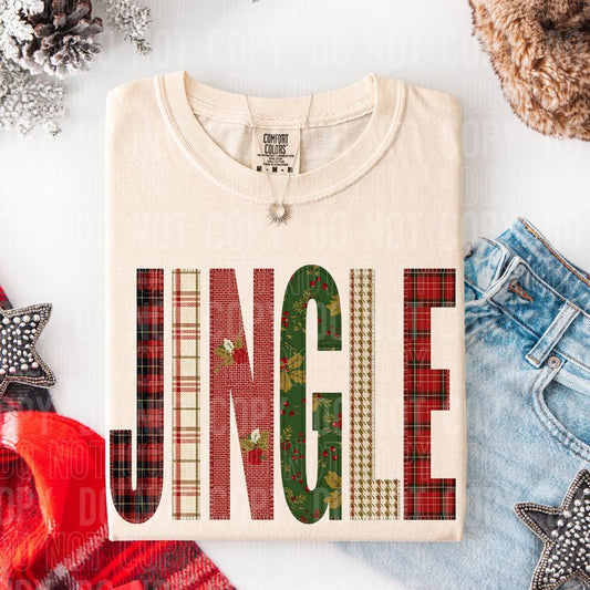 Jingle Christmas Patchwork DTF Transfer