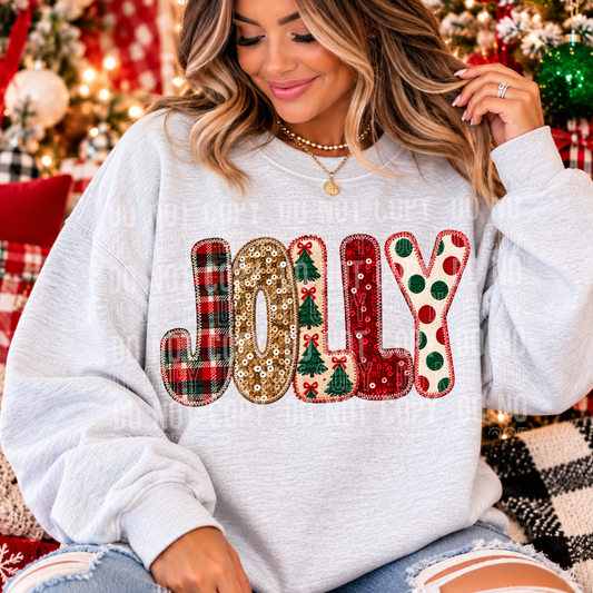 Jolly Faux Sequin Embroidery DTF Transfer