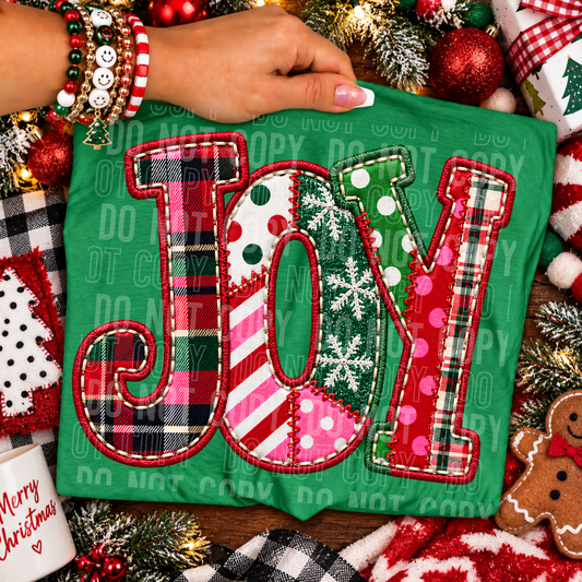 Joy Plaid Faux Embroidery DTF Transfer