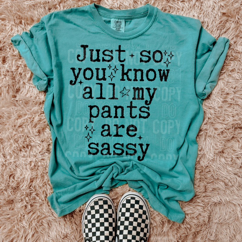 Just So You Know All My Pants Are Sassy DTF Transfer