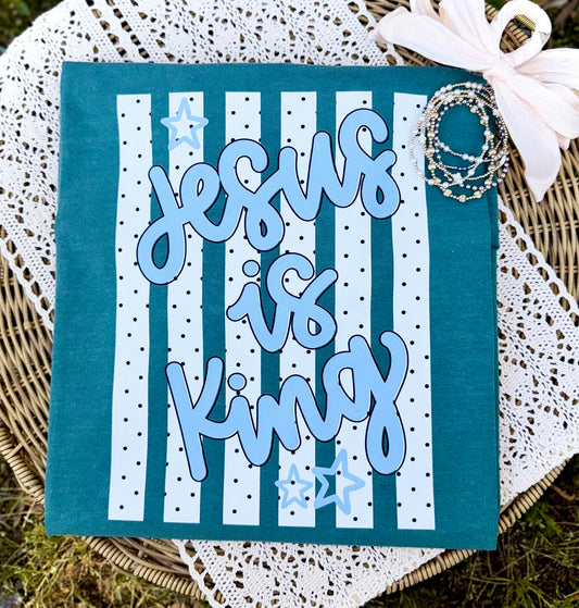 Jesus Is King Dottie Stripes DTF Transfer