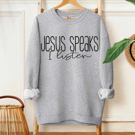 Jesus Speaks Black Font DTF Transfer
