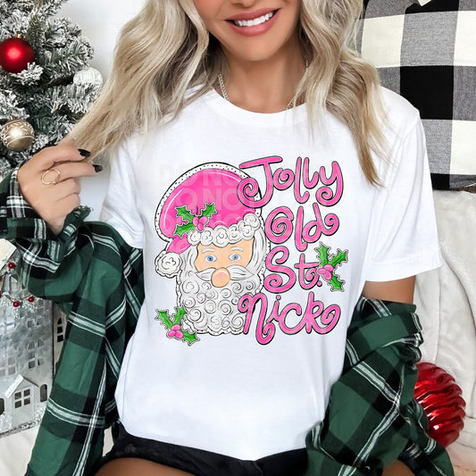 Jolly Old St. Nick Pink DTF Transfer