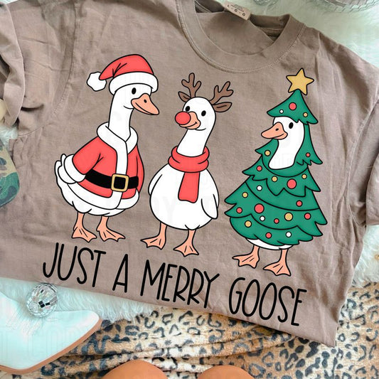 Just A Merry Goose Black DTF Transfer