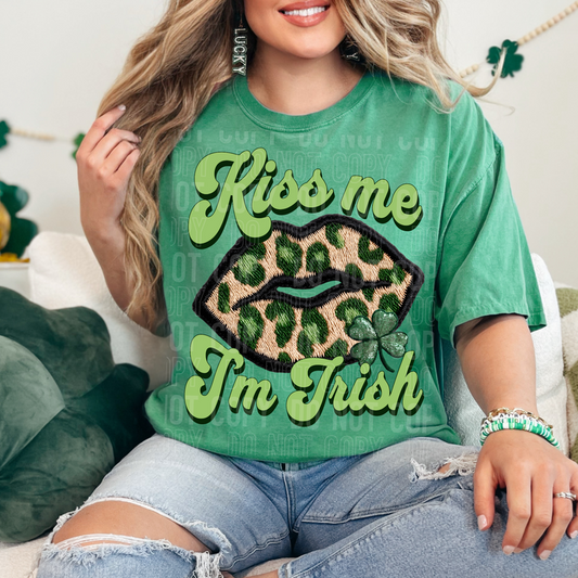 Kiss Me I'm Irish Embroidery Faux DTF Transfer