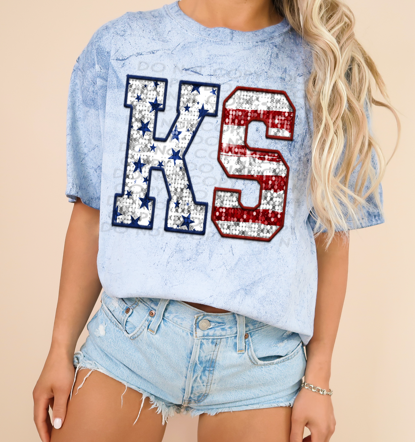 KS Patriotic Sequined Faux State DTF Transfer