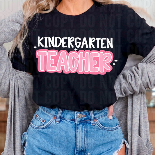 Kindergarten Teacher Pink Sparkle DTF Transfer