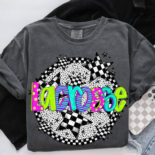 Lacrosse Neon Checker DTF Transfer