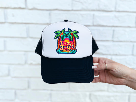 Lazy Days Palm Trees Hat Patch DTF Transfer