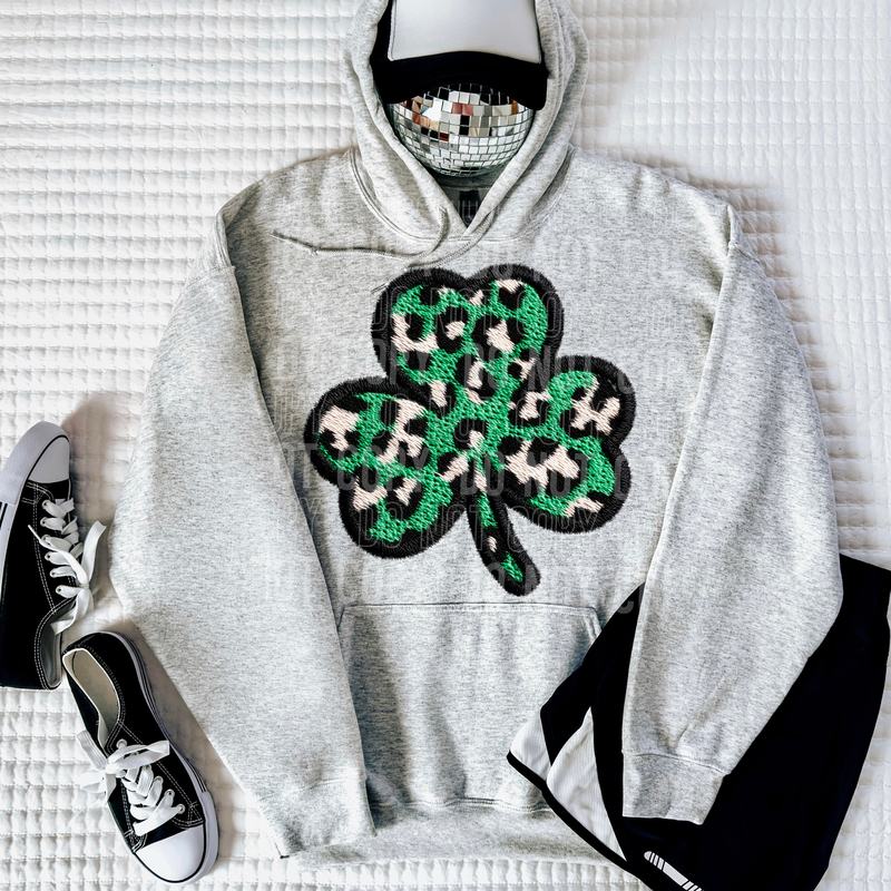 Leopard Clover 2 Embroidery Faux DTF Transfer
