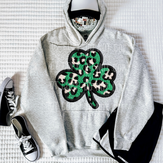 Leopard Clover 2 Embroidery Faux DTF Transfer