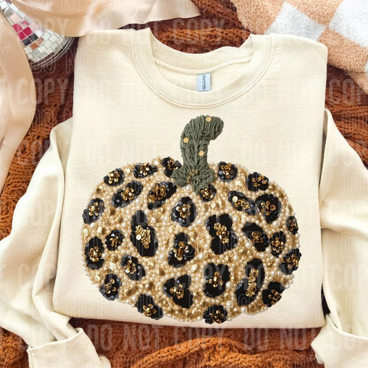 Leopard Pumpkin Pearl Faux DTF Transfer