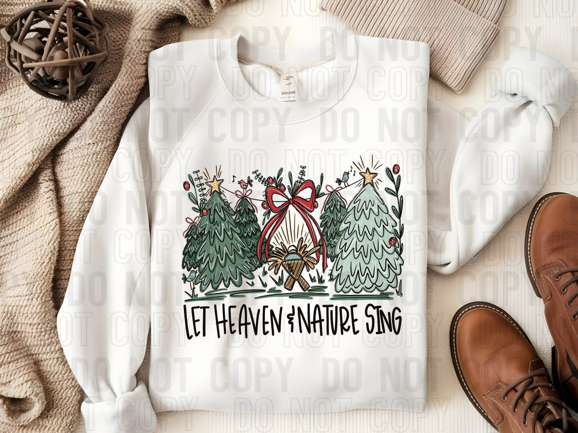 Let Heaven & Nature Sing Red Bow Black Words DTF Transfer