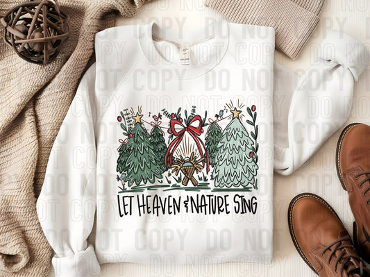 Let Heaven & Nature Sing Red Bow Black Words DTF Transfer