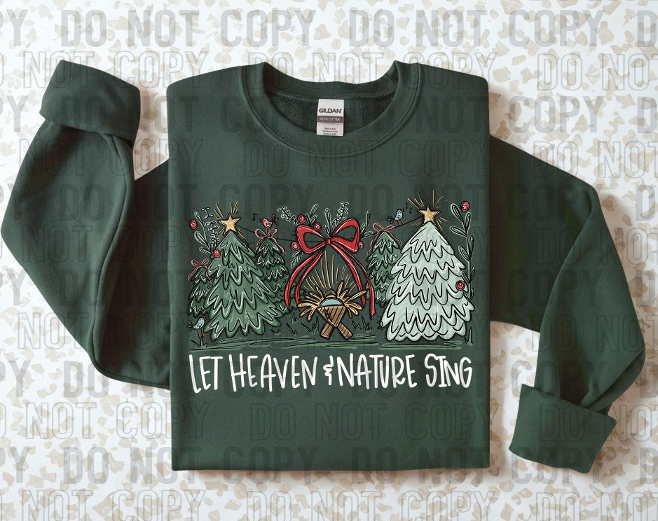 Let Heaven & Nature Sing Red Bow White Words DTF Transfer