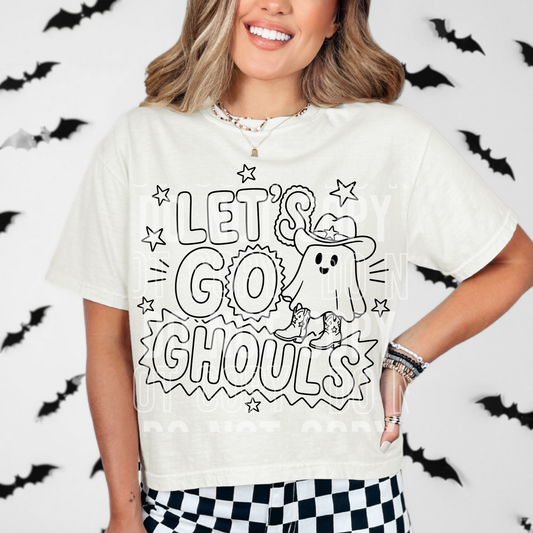 Let's Go Ghouls Black Font DTF Transfer