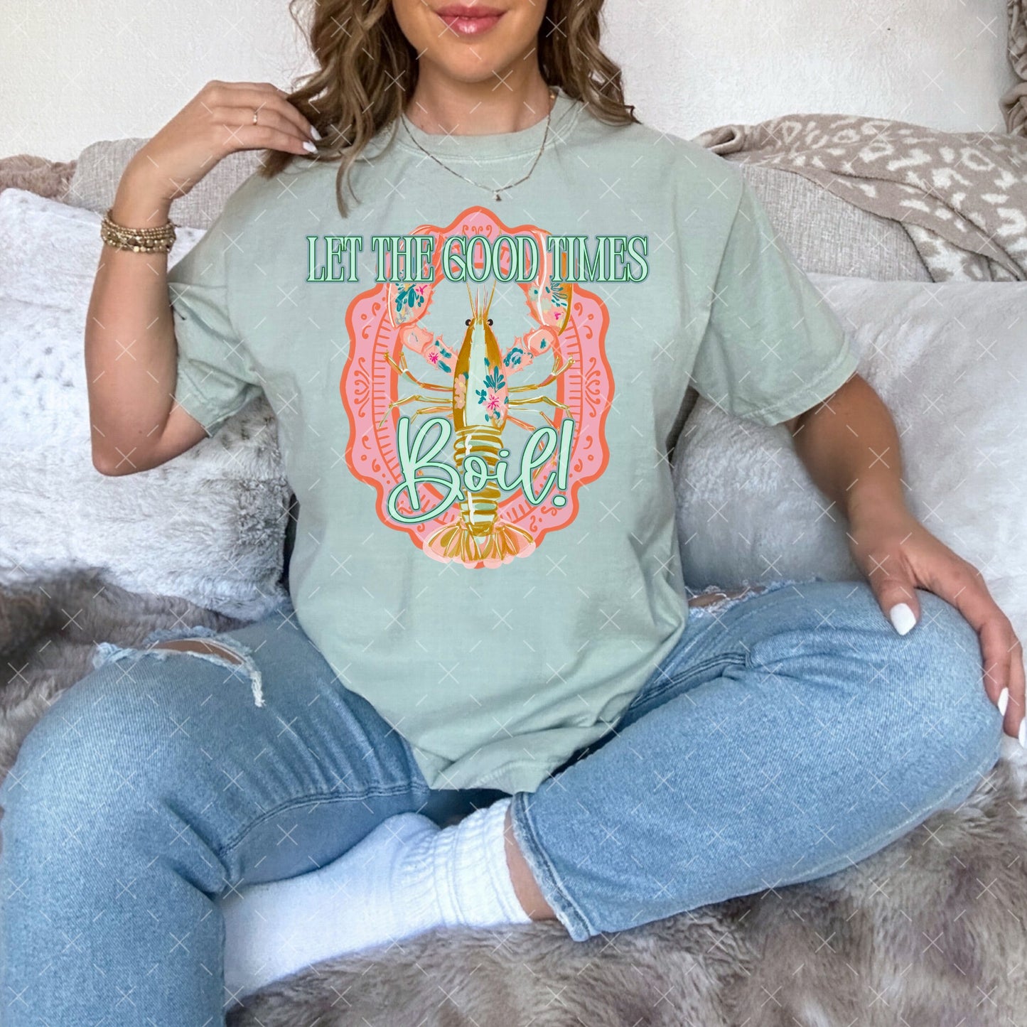 Let The Good Times Boil Crawfish Frame DTF Transfer