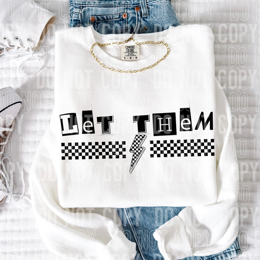 Let Them Checkered Bolt Word DTF Transfer