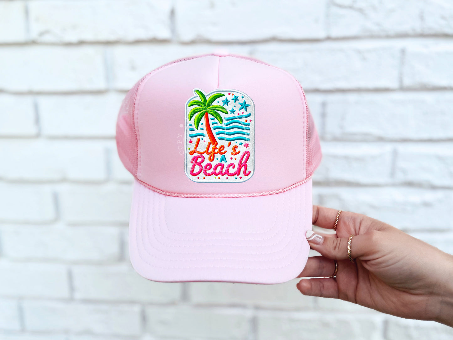 Life's A Beach Hat Patch DTF Transfer