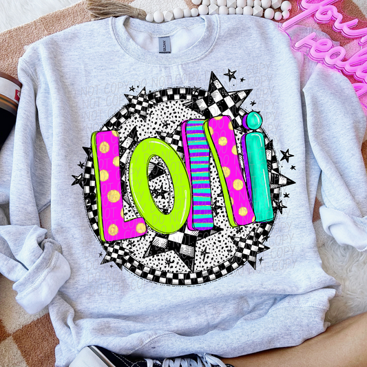 Lolli Neon Checker DTF Transfer