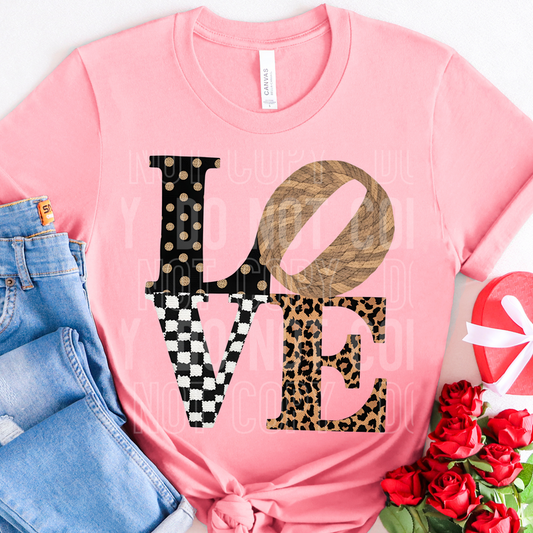 Love Leopard Checkered DTF Transfer