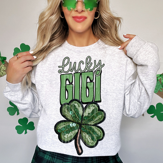 Lucky Gigi Clover Embroidery Faux DTF Transfer