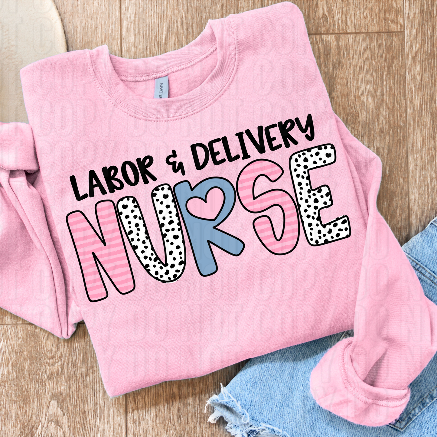 Labor And Delivery Nurse Hearts DTF Transfer