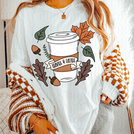 Leaves And Lattes DTF Transfer