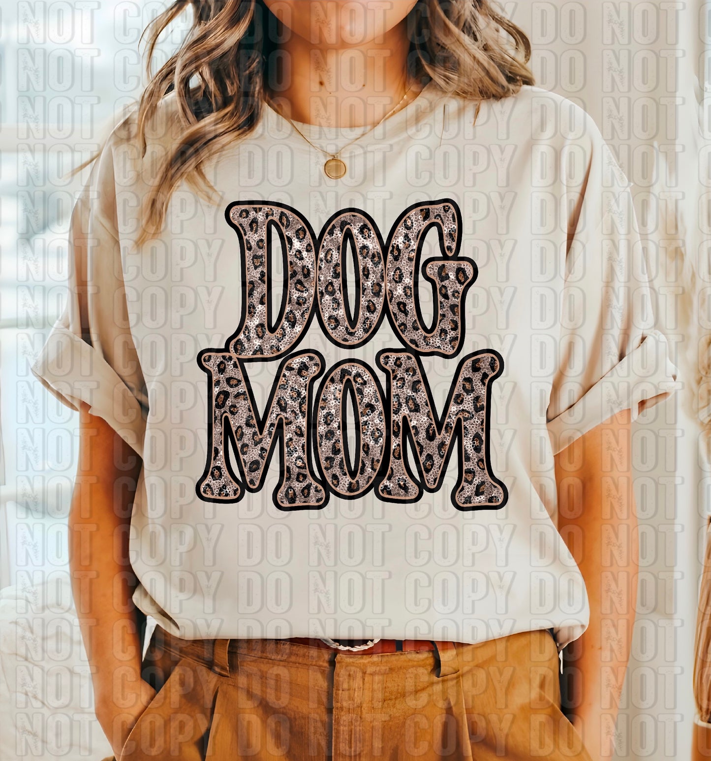 Dog Mom Leopard Sequined DTF Transfer