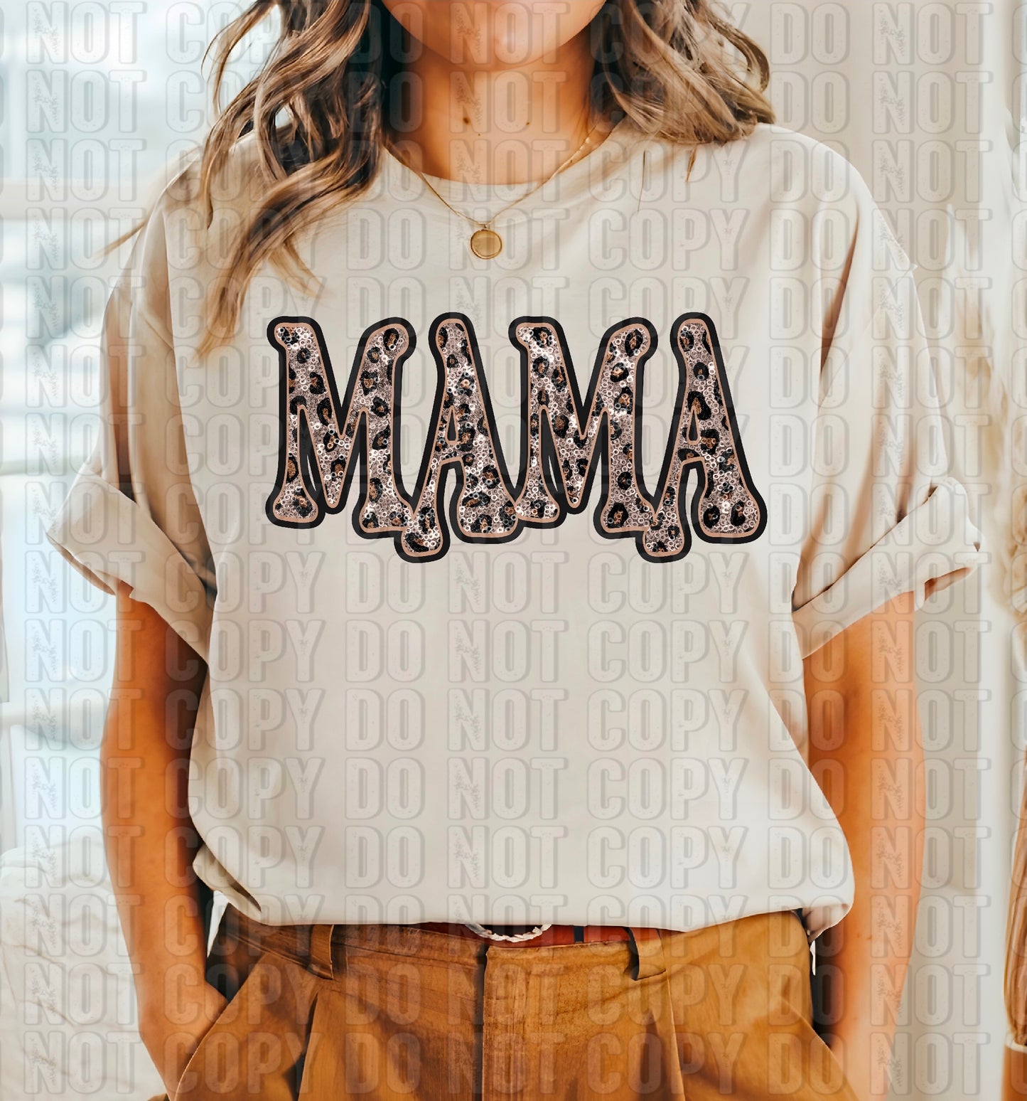 Mama Leopard Sequined DTF Transfer