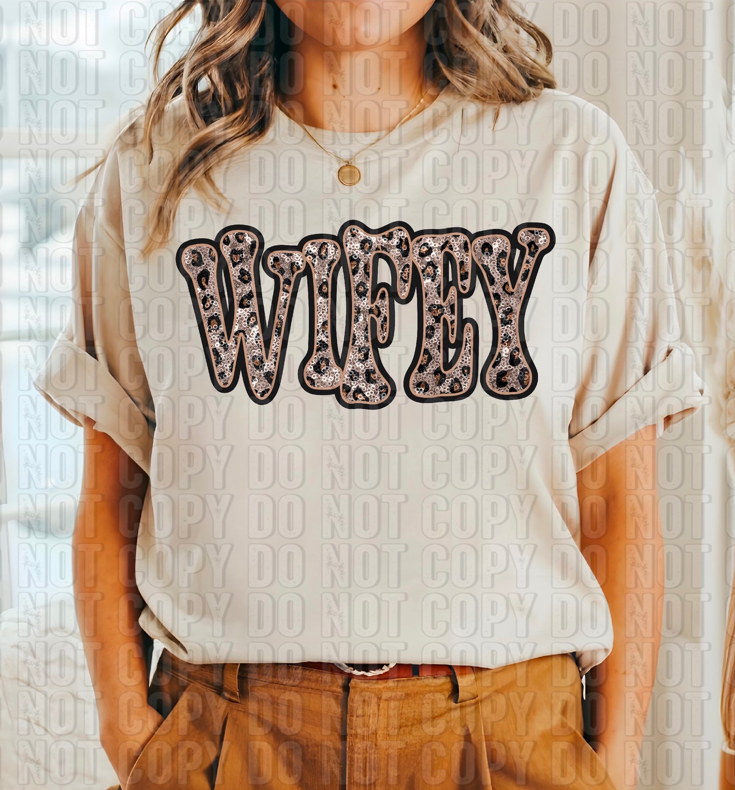 Wifey Leopard Sequined DTF Transfer