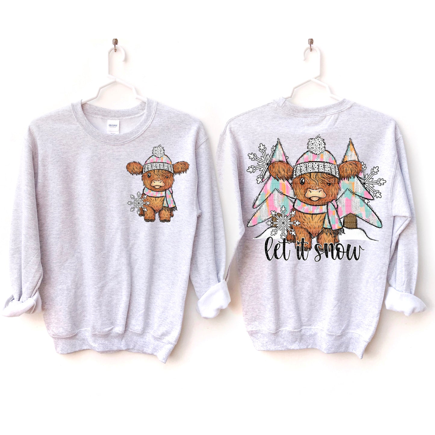 Let It Snow Highland Cow Front/Back DTF Transfer