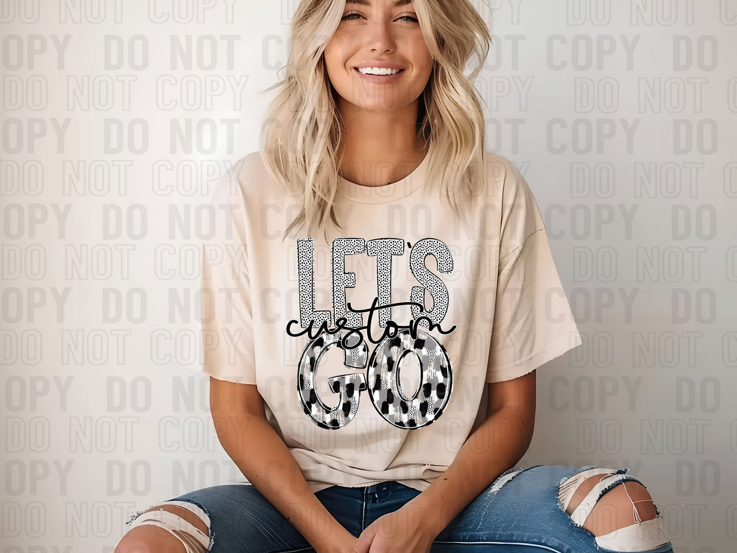 Let's Go Black & Grey Poppy Custom/Name Personalized DTF Transfer