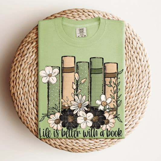 Life Is Better With A Book Floral DTF Transfer