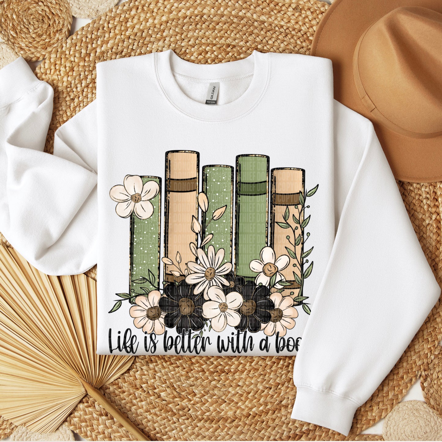 Life Is Better With A Book Floral DTF Transfer