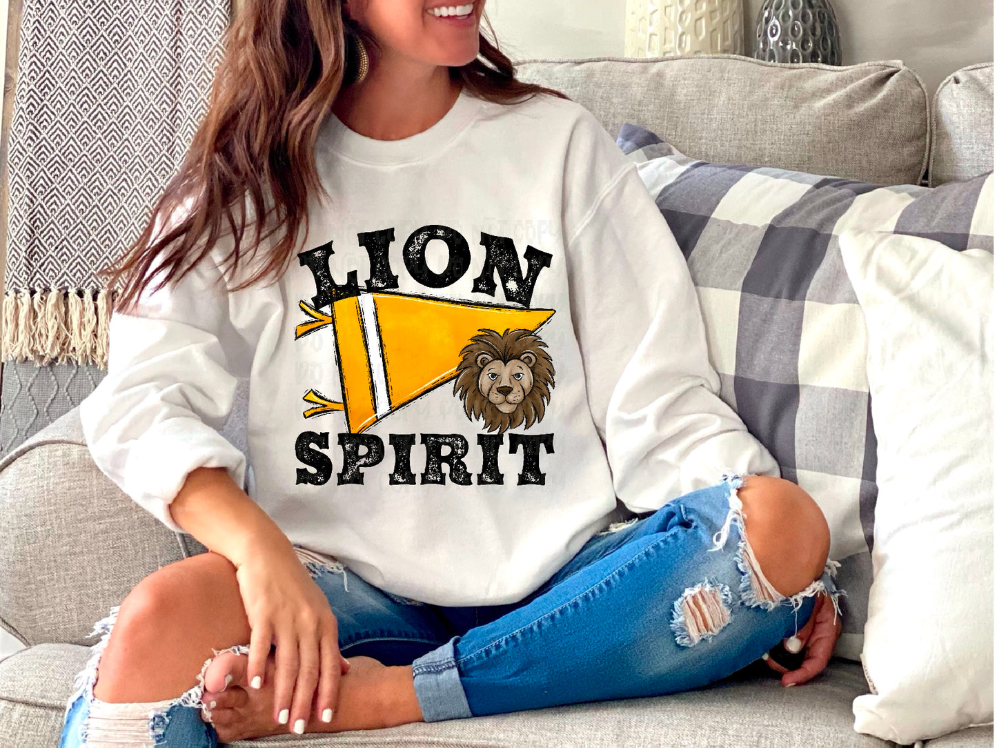 Lion Spirit Pennant Mascot Yellow DTF Transfer