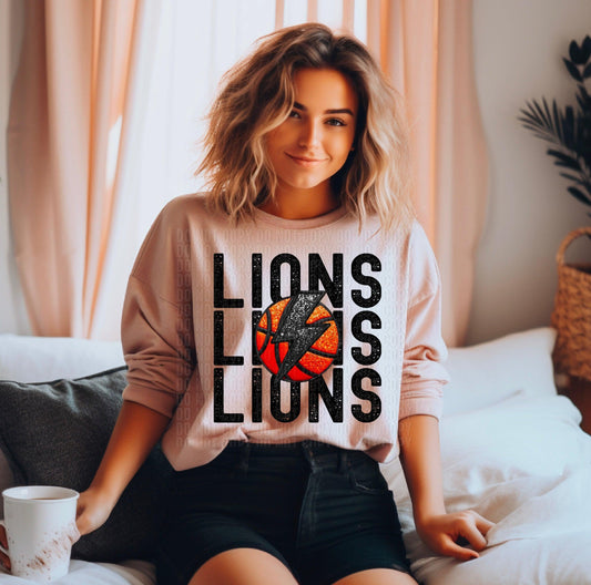 Lions Basketball Stack DTF Transfer