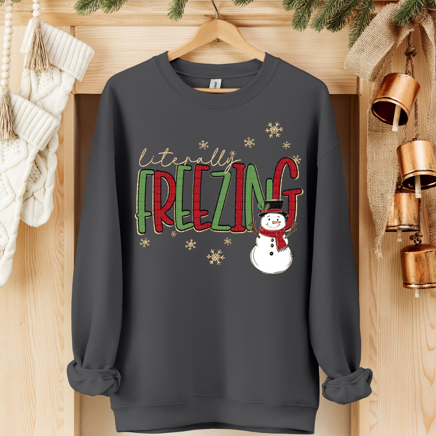 Literally Freezing Snowman & Snowflakes DTF Transfer