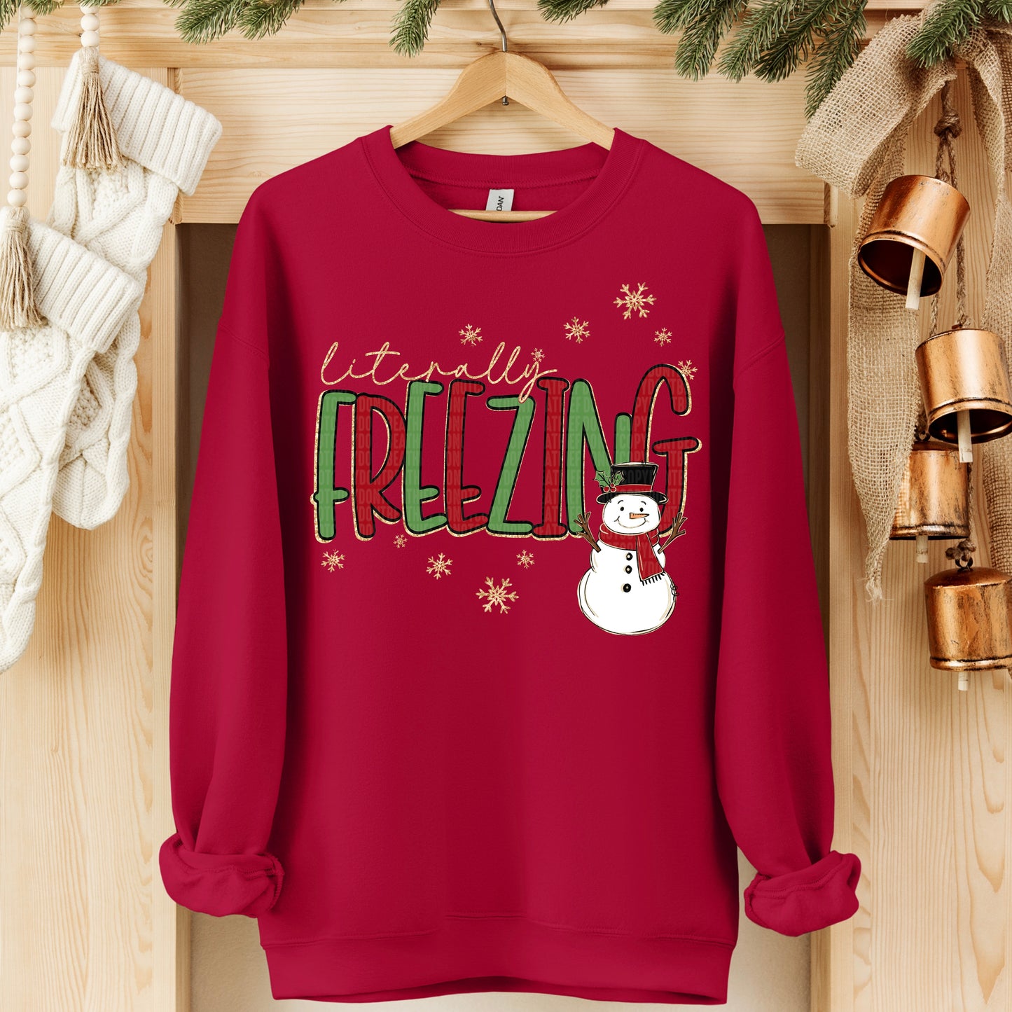 Literally Freezing Snowman & Snowflakes DTF Transfer