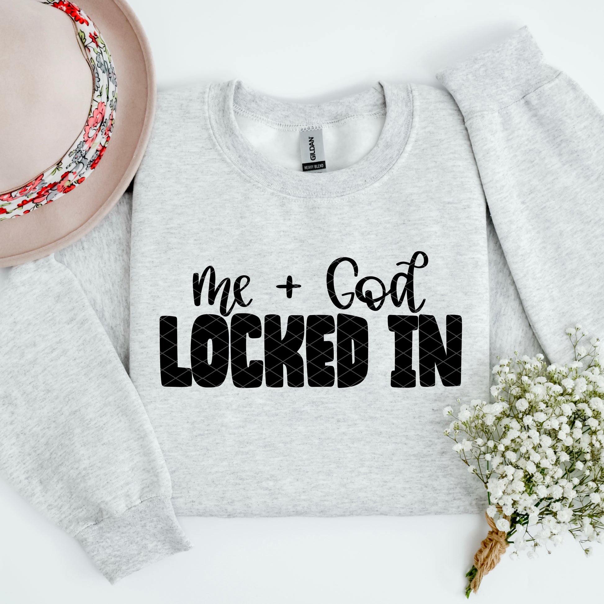 Me + God Locked In Black Font DTF Transfer