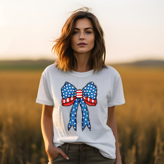 Long Patriotic Coquette Bow DTF Transfer