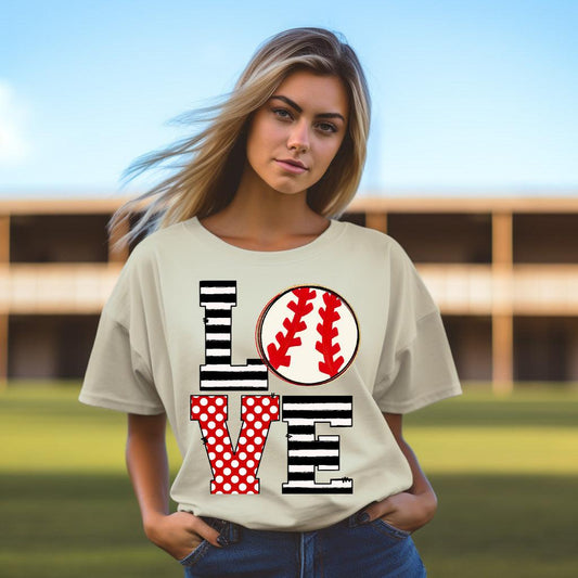 Love Baseball Red DTF Transfer