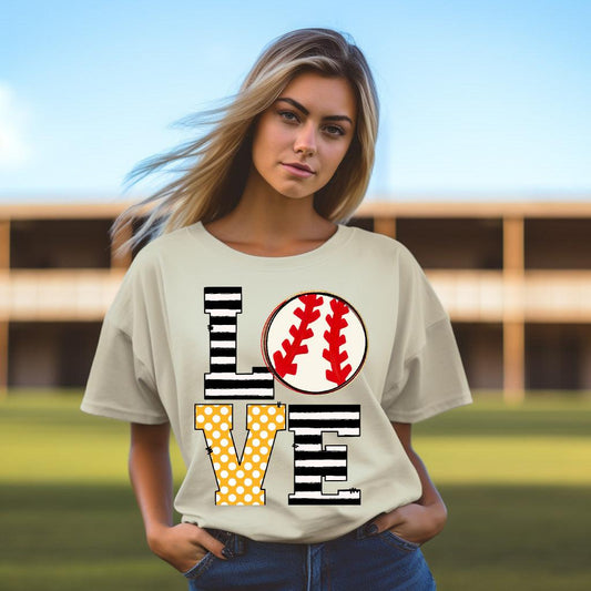 Love Baseball Yellow DTF Transfer