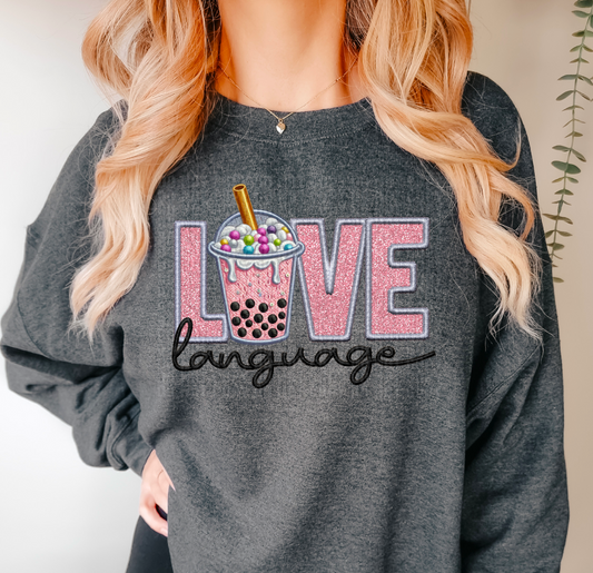 Love Language Bubbled Tea DTF Transfer