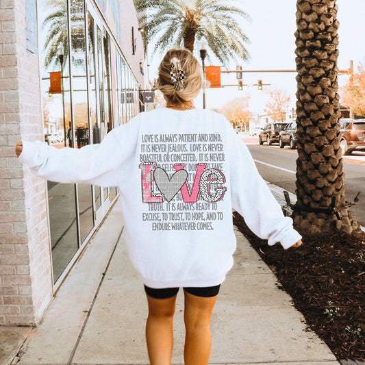 Love Pink Grey Words DTF Transfer