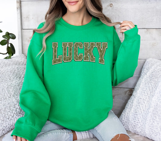 Lucky Clover Embroidery Faux DTF Transfer