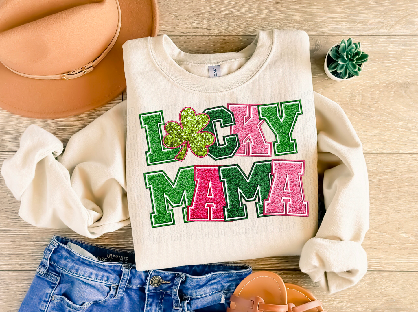 Lucky Mama Chenille Faux DTF Transfer