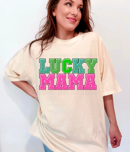 Lucky Mama Chenille Faux DTF Transfer