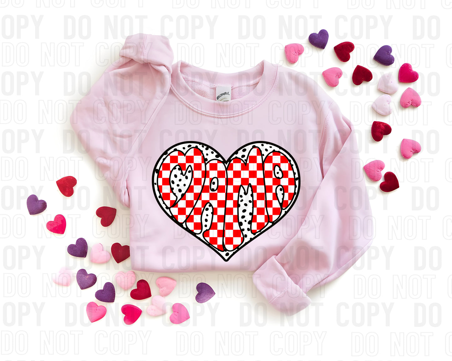 Mama Checkered Heart DTF Transfer