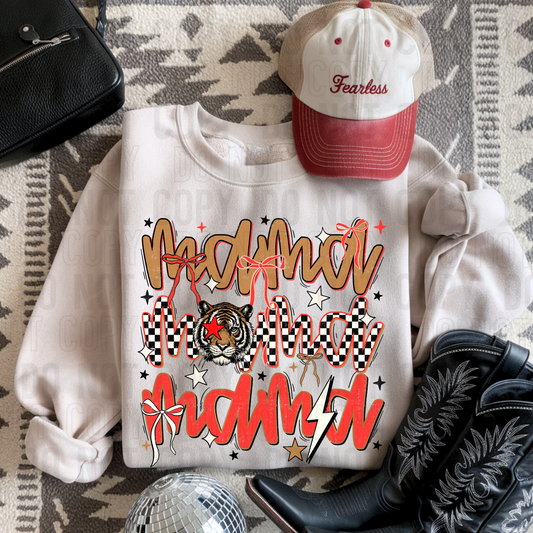 Mama Stacked Tiger With Bows DTF Transfer